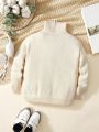 SHEIN Young Boys Cable Knit Quarter Zip Sweater