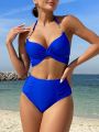 SHEIN Swim Chicsea Chain Halterneck Bikini Swimsuit