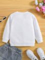 Little Girls' Casual Printed Pullover Sweatshirt For Spring, Autumn And Winter