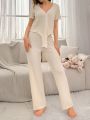 Women'S Lace Patchwork Casual Comfortable Pajama Set