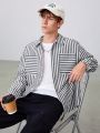 SHEIN Teen Boy Striped Print Pocket Patched Shirt