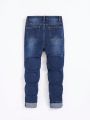 SHEIN Tween Boy Slant Pocket Jeans