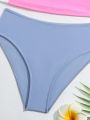 Teenage Girls' Color Block Zipper Front Halter Bikini Set