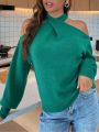 SHEIN Essnce Solid Color Off Shoulder Sweater