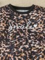 Young Girls' Leopard Print Sweatshirt And Pants Set