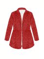 Plus-Size Women'S Sparkly Open-Front Blazer Coat