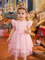 Baby Girl Spring Summer Pink Lace Tulle Gorgeous Romantic Cute Daily Casual Dress