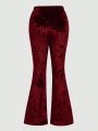 Women's Elastic Waist Velvet Flared Pants