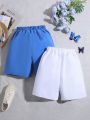 SHEIN Kids EVRYDAY Solid Color Casual Shorts For Tween Boys