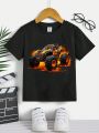 Boys' Casual Cartoon Pattern Short Sleeve Round Neck T-shirt Suitable For Summer