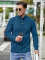 Extended Sizes Men's Plus Size Stand Collar Twisted Knitted Sweater