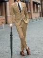 Men 1pc Lapel Neck Blazer & 1pc Suit Pants