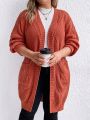 SHEIN LUNE Plus Dual Pocket Drop Shoulder Open Front Cardigan