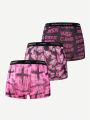 Men's Printed Flat Angle Shorts With Woven Tape(3pcs Combination)