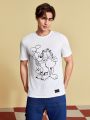 GARFIELD X SHEIN Men'S Cartoon Printed Round Neck T-Shirt