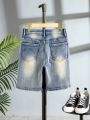 Boys' (Big) Casual Fashionable Distressed Water Washed Denim Shorts