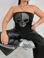 SHEIN Coolane Plus Size Skull Print Bandana Hem Tube Top