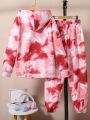 Teenage Girls' Fleece Lined Tie-Dye Hooded Sweatshirt And Pants Set