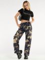 Forever 21 Ladies Camouflage Workwear Style Pants With Pockets For Streetwear Casual Look