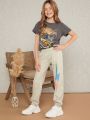 Tween Girl'S Lightning Printed Cuffed Sweatpants