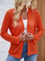 Women's Solid Color Mesh Knitted Cardigan