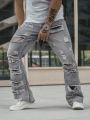 Men Ripped Frayed Jeans