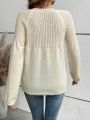 SHEIN Frenchy Notched Neck Raglan Sleeve Sweater