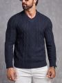 Manfinity Men V Neck Cable Knit Sweater