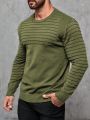 Extended Sizes Men'S Plus Size Solid Color Sweater With Round Neckline