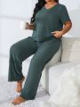 Plus Size Waffle Knit Pajama Set