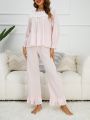 Ruffle Trim Flounce Sleeve Ruffle Hem PJ Set