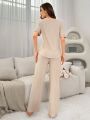 Ladies Ribbed Short-Sleeved Trousers Home Wear Set