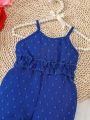 Baby Swiss Dot Frill Trim Cami Jumpsuit