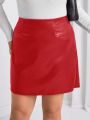 SHEIN Frenchy Plus Size High Waist Faux Leather Skirt