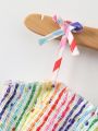 Baby Girls' Rainbow Striped Beach Sundress With Straps