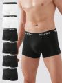 6pcs Men's Boxer Briefs With Slogan Patterns