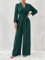 SHEIN Frenchy Women's Casual Jumpsuit With Shawl Collar