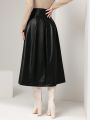 SHEIN Mulvari High-waisted Leather Umbrella Skirt