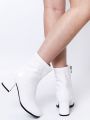 Brand Women Chelsea boots Chunky Block Heel Square Toe Zip Platfrom Ankle Shoes Designer Stylish Party Dress Lady GO GO Boots