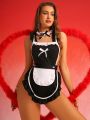 SHEIN Valentines Ladies' Sexy Maid Costume Lingerie Set