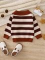 Baby Boy Striped Pattern Polo Neck Sweater