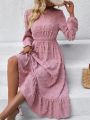 Women'S Round Neck Waist Shirred Dress