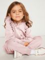 SHEIN Little Girls' Long Sleeve Casual Sweater Jumpsuit With Round Neck