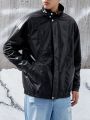 Men Zip Up PU Leather Jacket