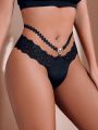 Floral Lace Rhinestone Cut-out Panty