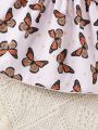 Baby Girl Butterfly Print Flounce Sleeve Dress