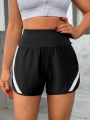 SHEIN Running Colorblock Wideband Waist Sports Shorts