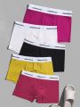 Men 5pcs Letter Tape Waist Boxer Brief