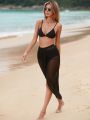 SHEIN Swim BohoFeel Mesh Asymmetric Hem Cover Up