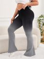 Plus Ombre Wide Waistband Flare Leg Sports Pants